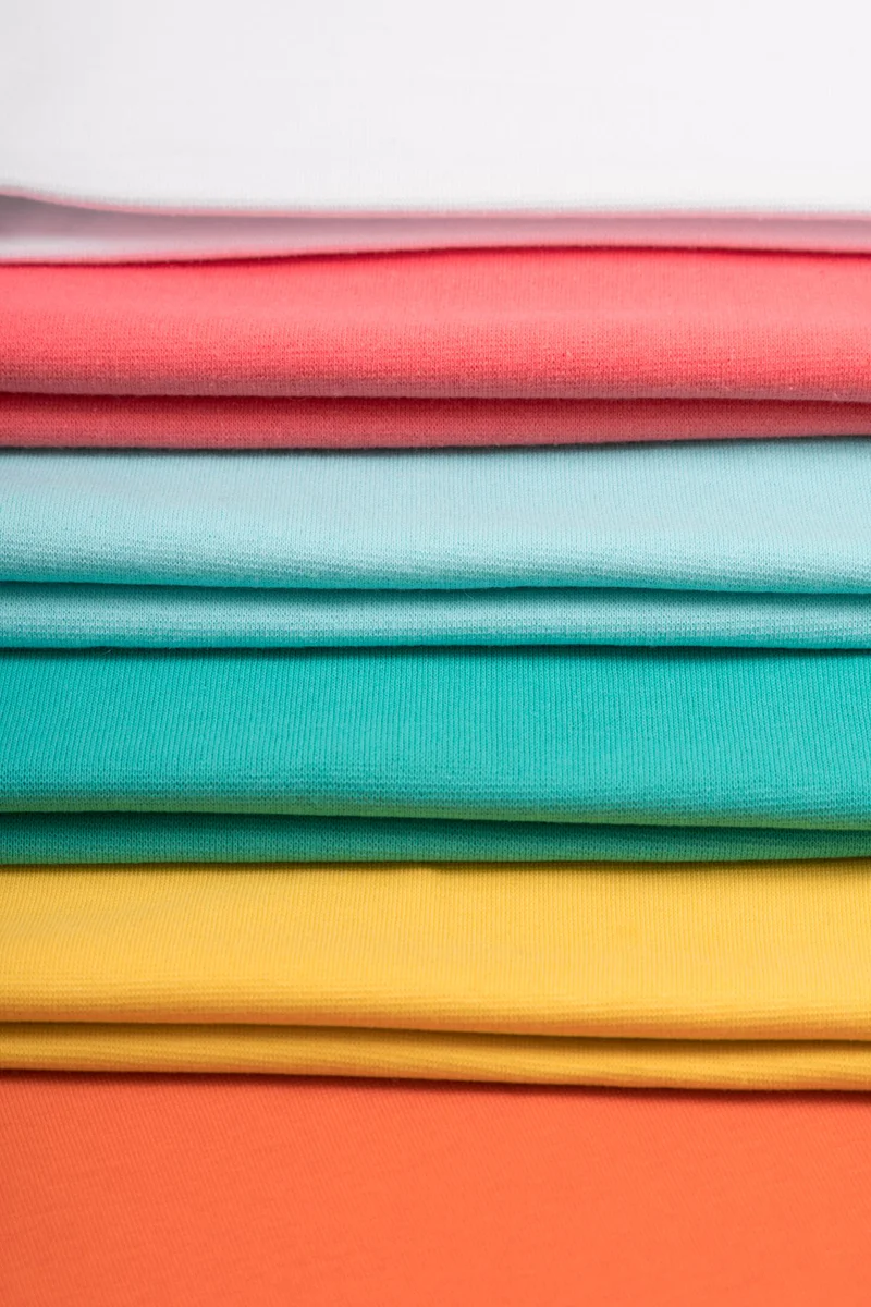4-way stretch fabric samples and color cards for review before bulk