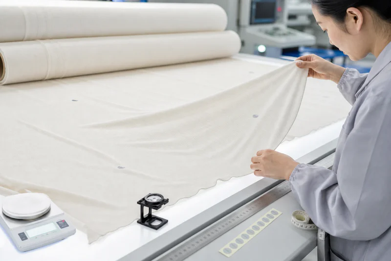 Greige fabric inspection before dyeing