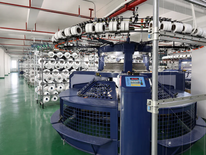 In-house knitting mill for nylon spandex base fabric