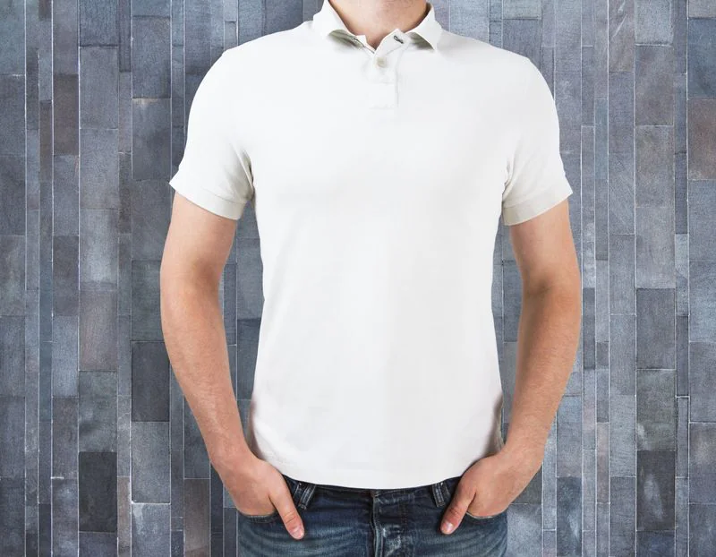 Men's polo shirt in structured polyester spandex knitted fabric