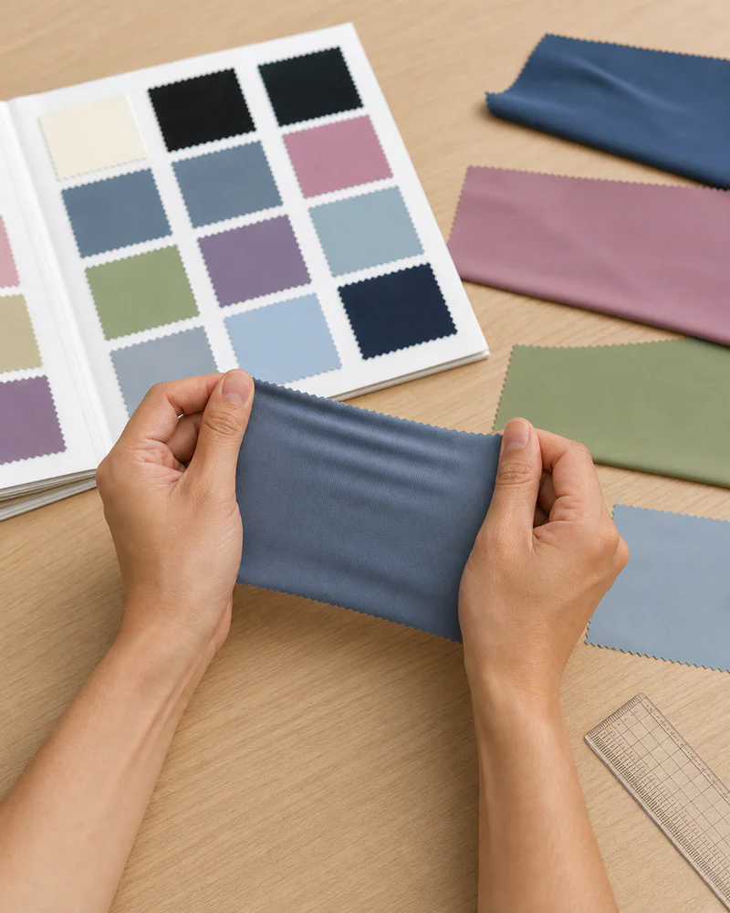 Nylon spandex fabric samples and color cards